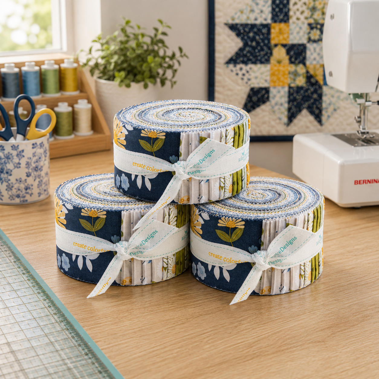 Sunshine & Dandelions Fabric Jelly Roll for Riley Blake by Traci Reed