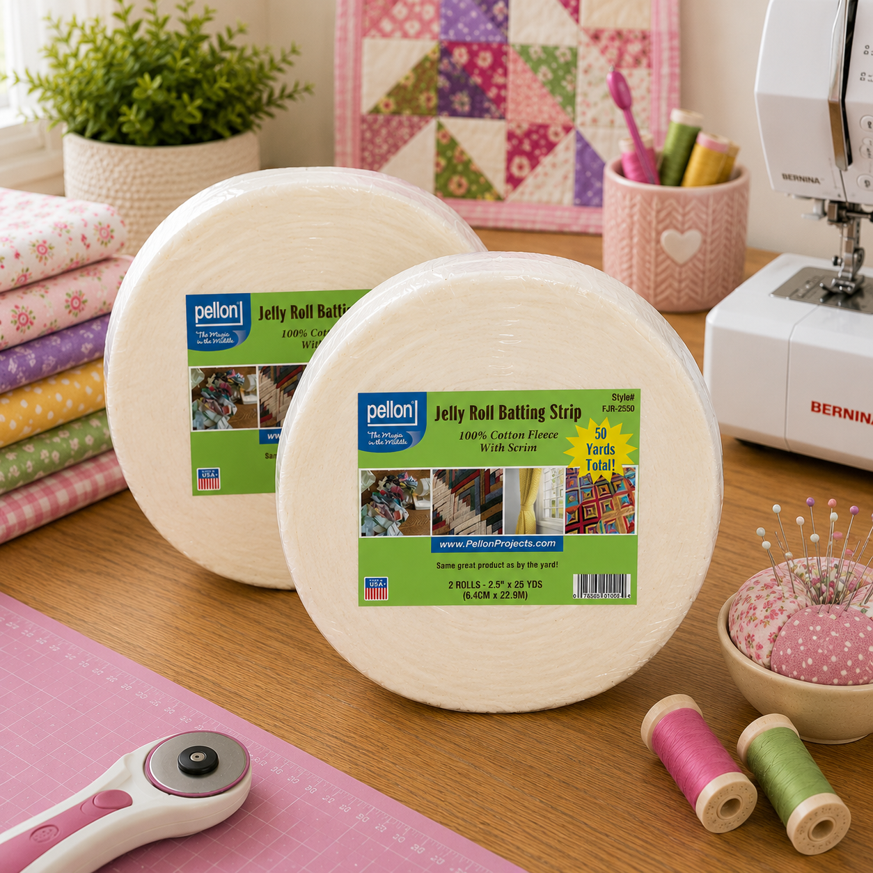 Batting Jelly Roll Strip 2.5 in x 50 yd - 2 Pack of 25 YDS by Pelon