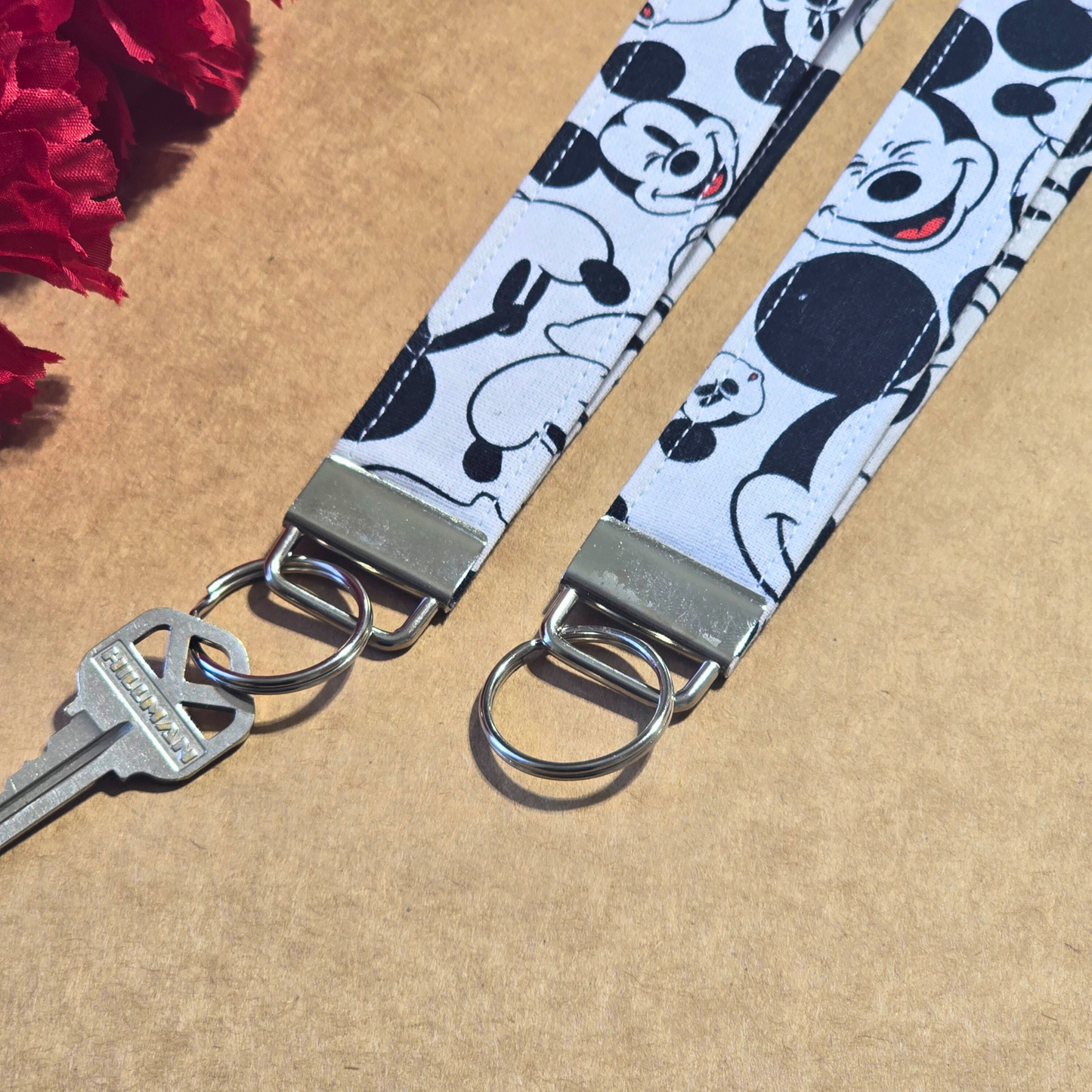 Mickey Mouse Wristlet Disney Key Strap Mouse Ears Fabric Keychain