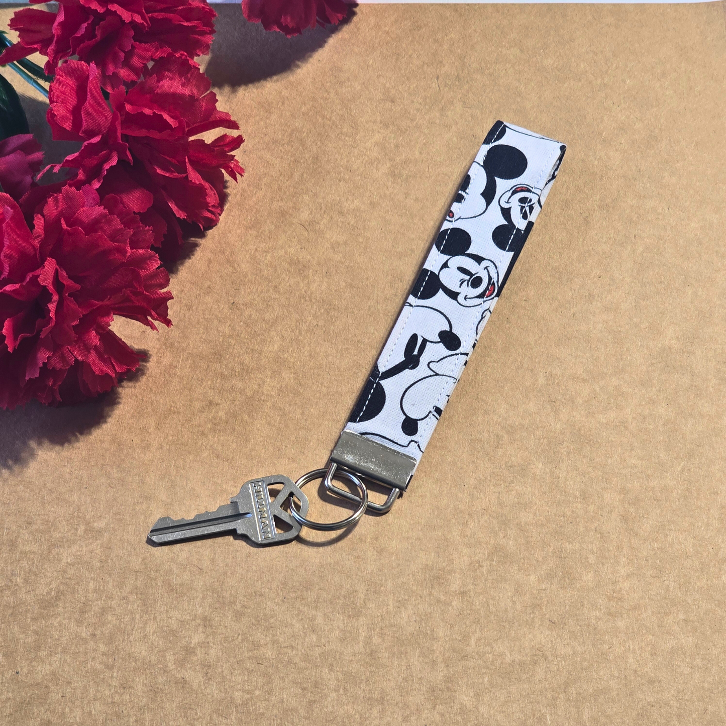Mickey Mouse Wristlet Disney Key Strap Mouse Ears Fabric Keychain