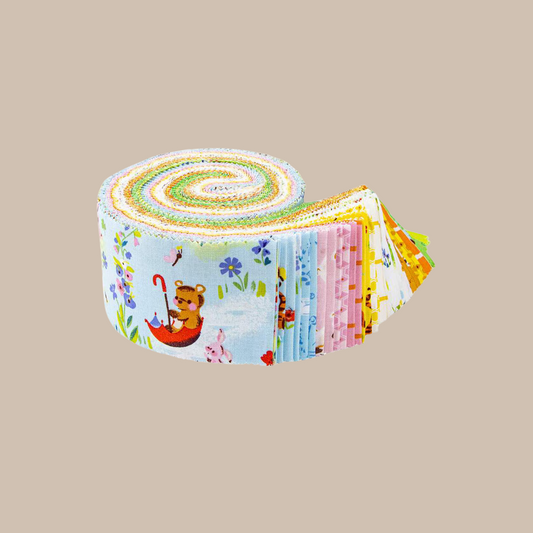 100 Aker Woods 2 1/2" Fabric Rolie Polie Jelly Roll by Jill Howarth