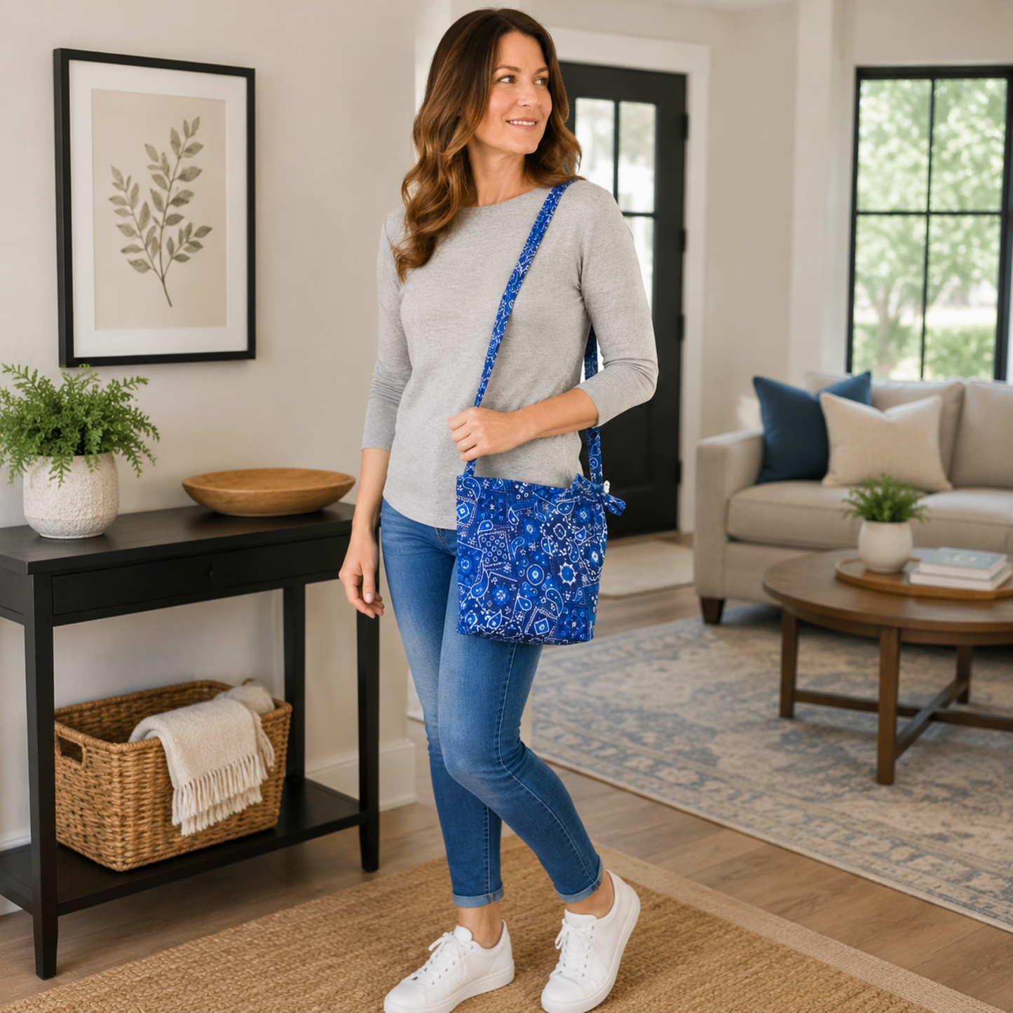 Bandana Crossbody Bag - Royal Blue / Magnetic Closure