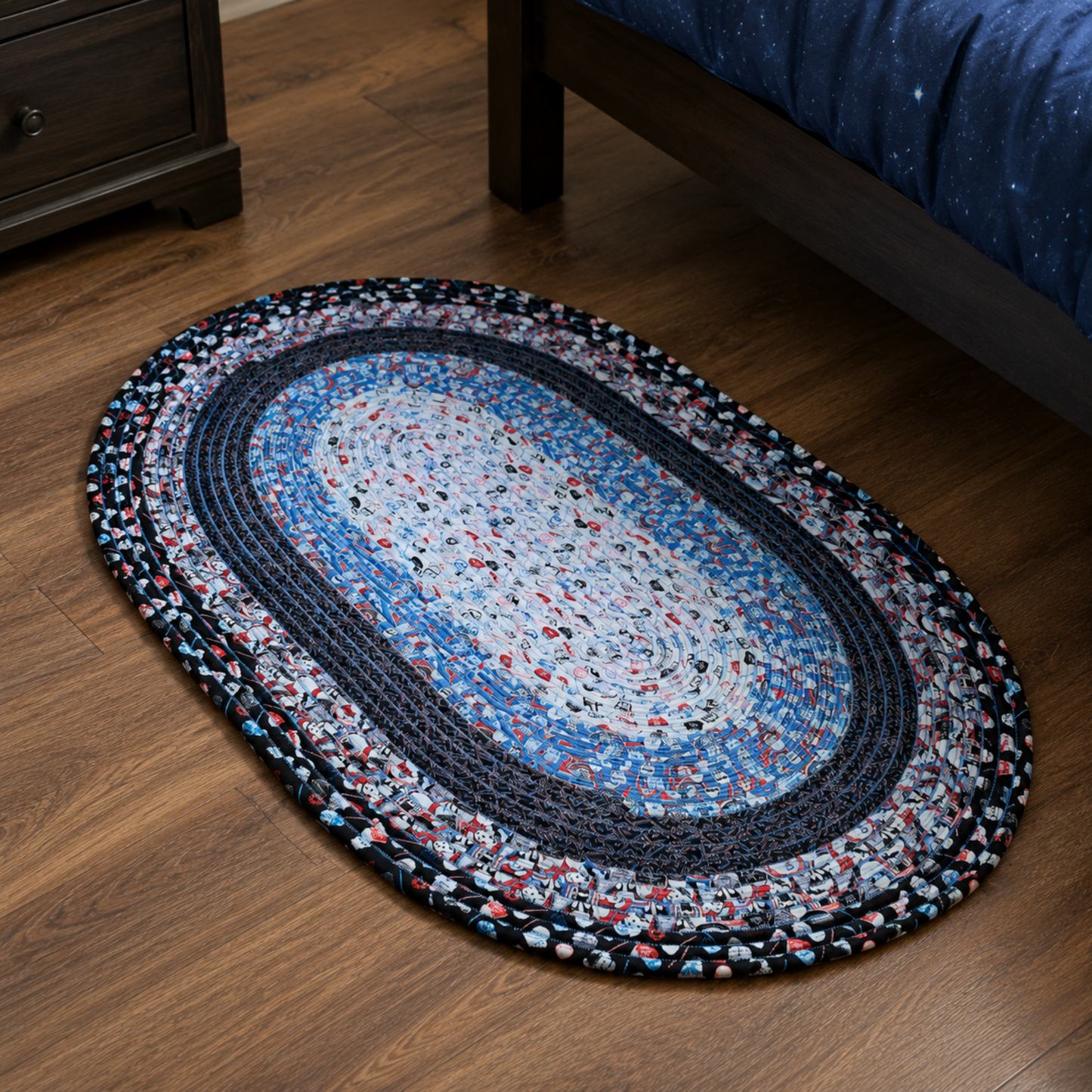 Star Wars Glowing Thread Handmade Oval Jelly Roll Rug
