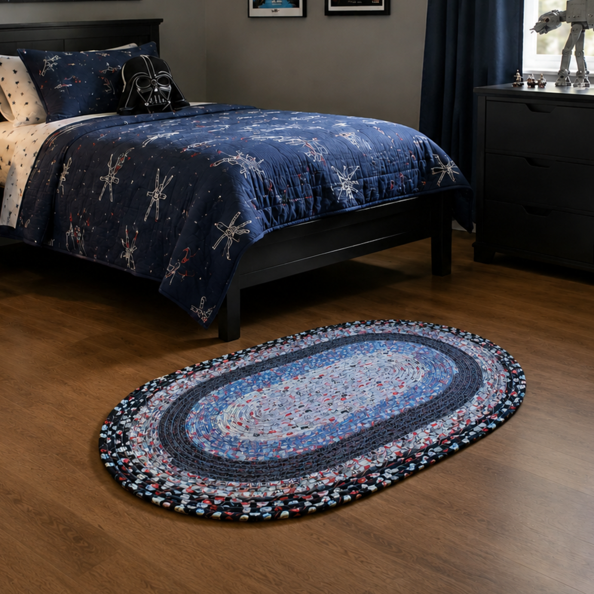 Star Wars Glowing Thread Handmade Oval Jelly Roll Rug
