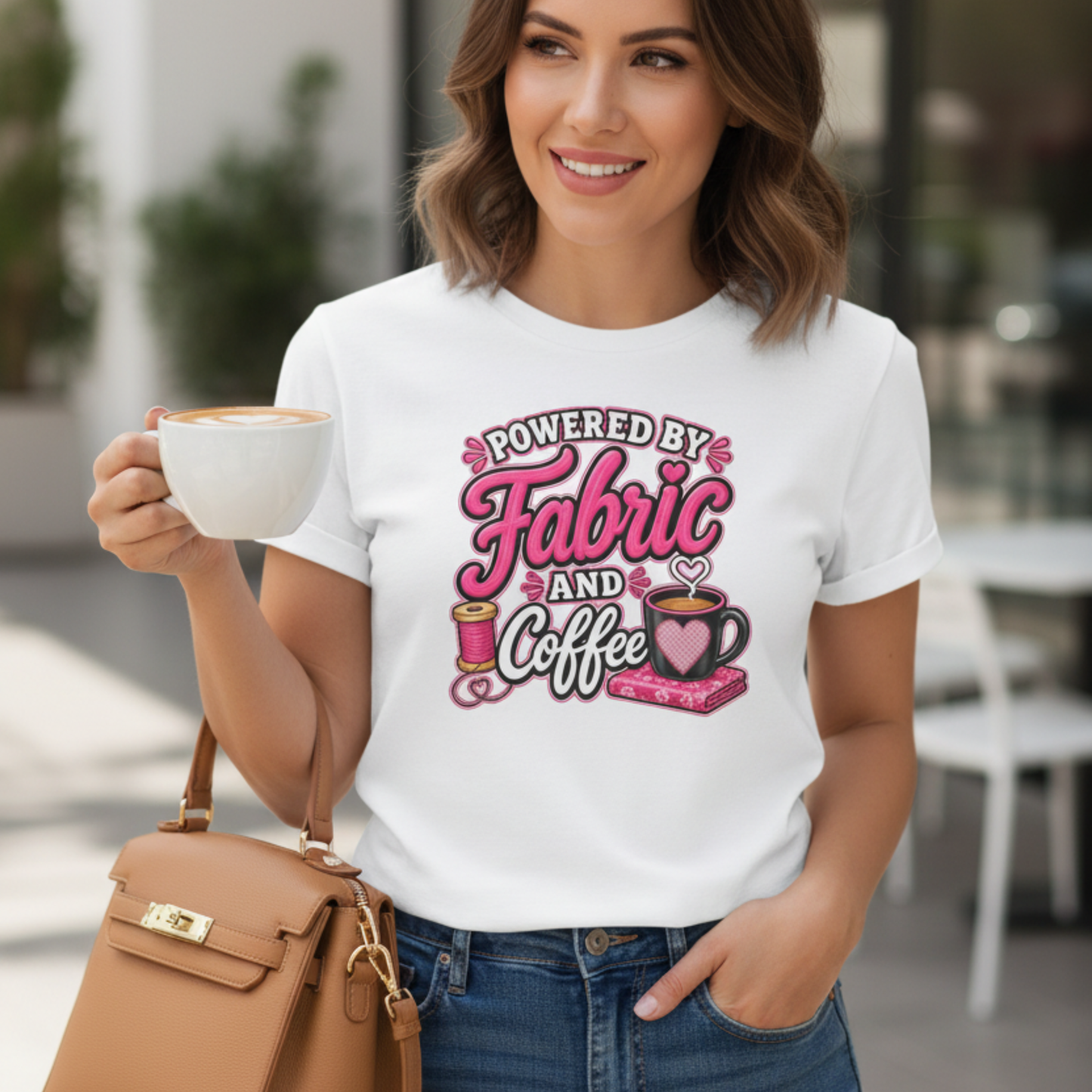 Powered by Fabric & Coffee Women's Swag Graphic T-Shirt