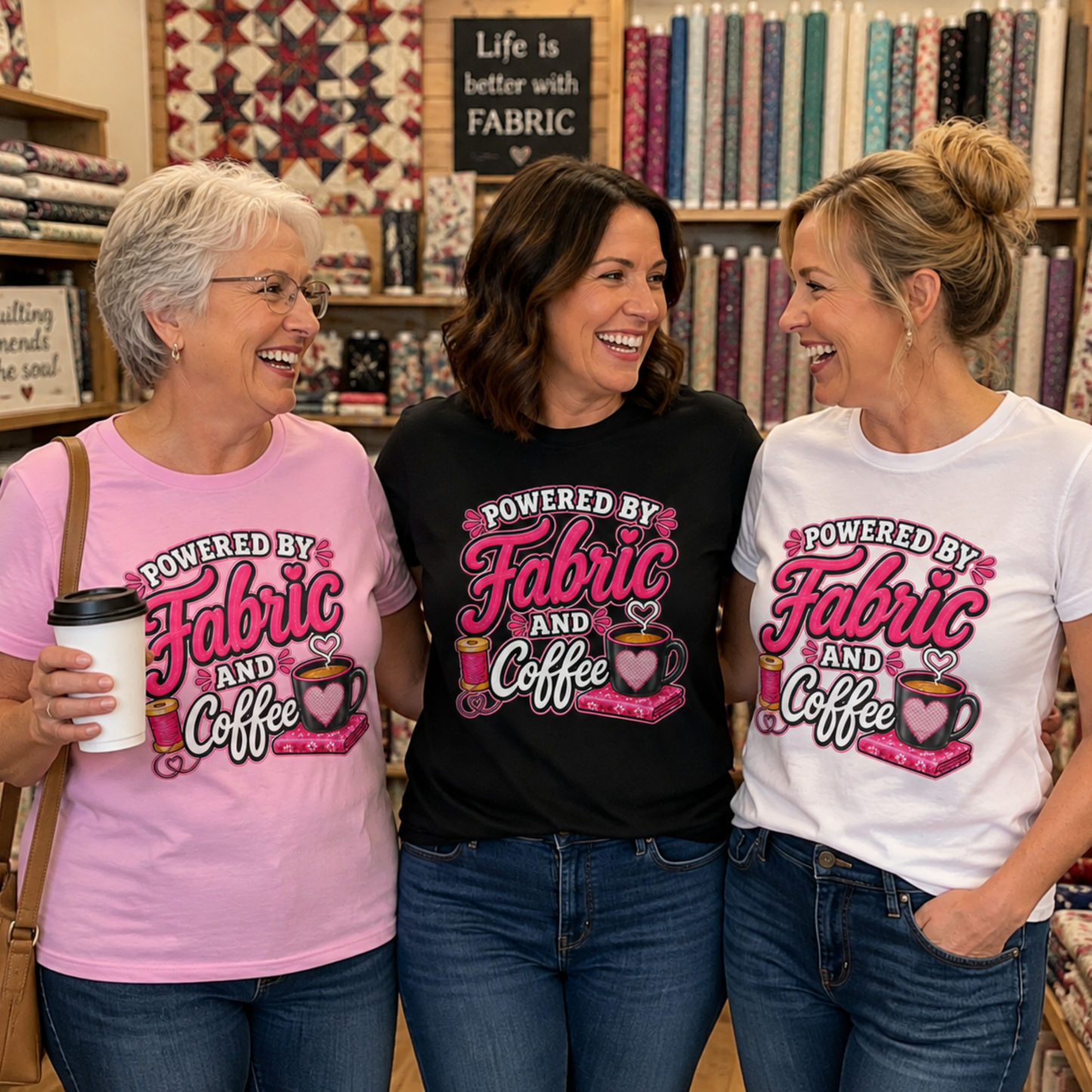 Powered by Fabric & Coffee Women's Swag Graphic T-Shirt