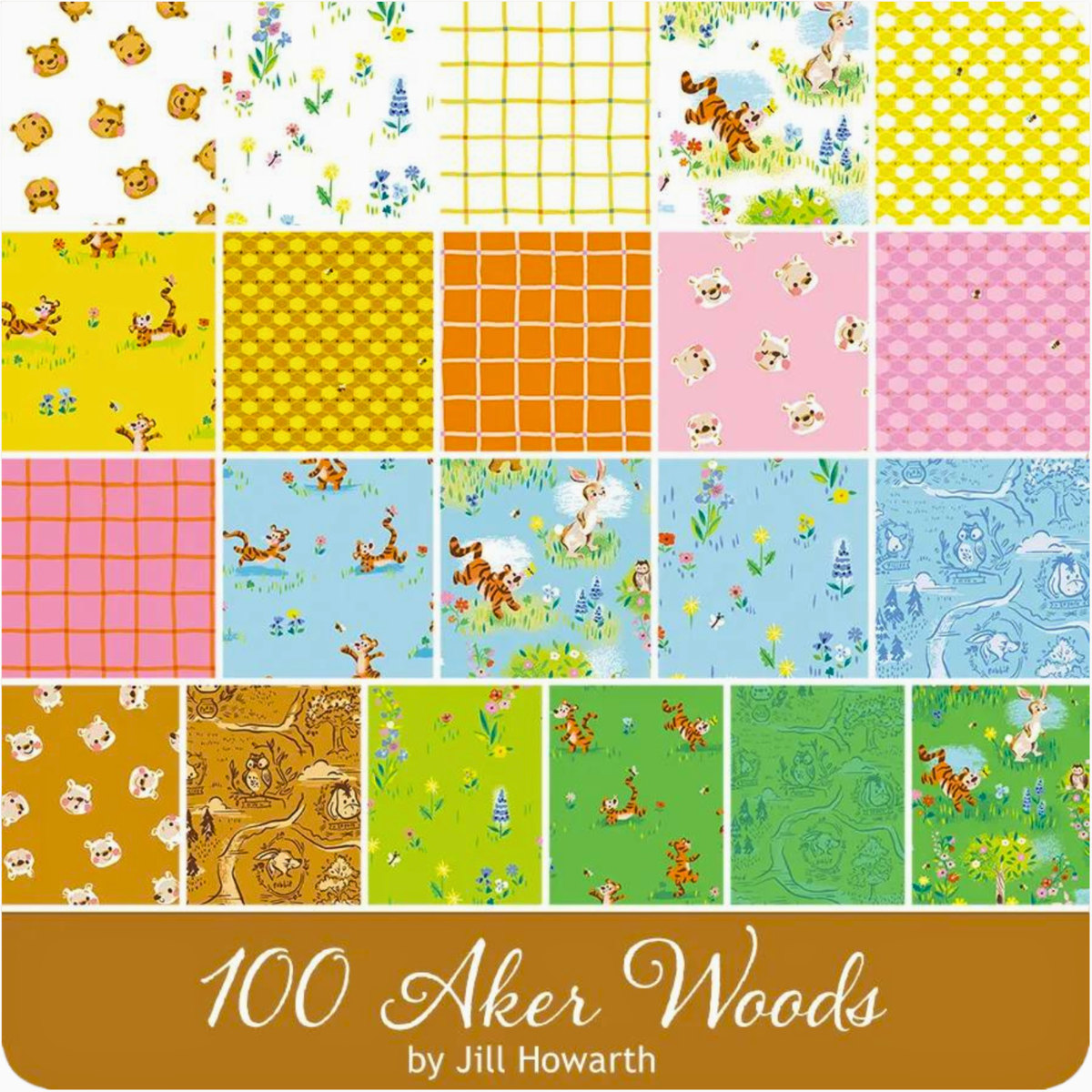 100 Aker Woods Fabric Pooh Bear Jelly Roll by Jill Howarth - Rolie Polie
