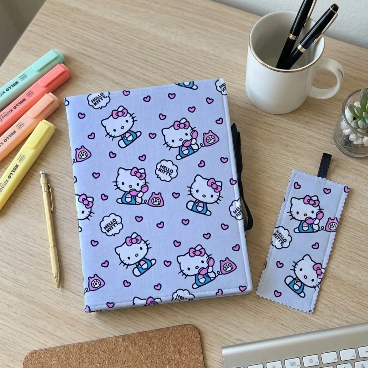 Hello Kitty Composition Book Cover in Large Print Grey