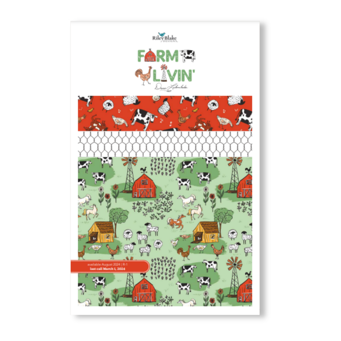 Farm Livin' Fabric Jelly Roll for Riley Blake by Diane Labombarbe