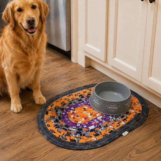 Halloween Party Pet Feeding Mat Jelly Roll Pet Bowl Rug