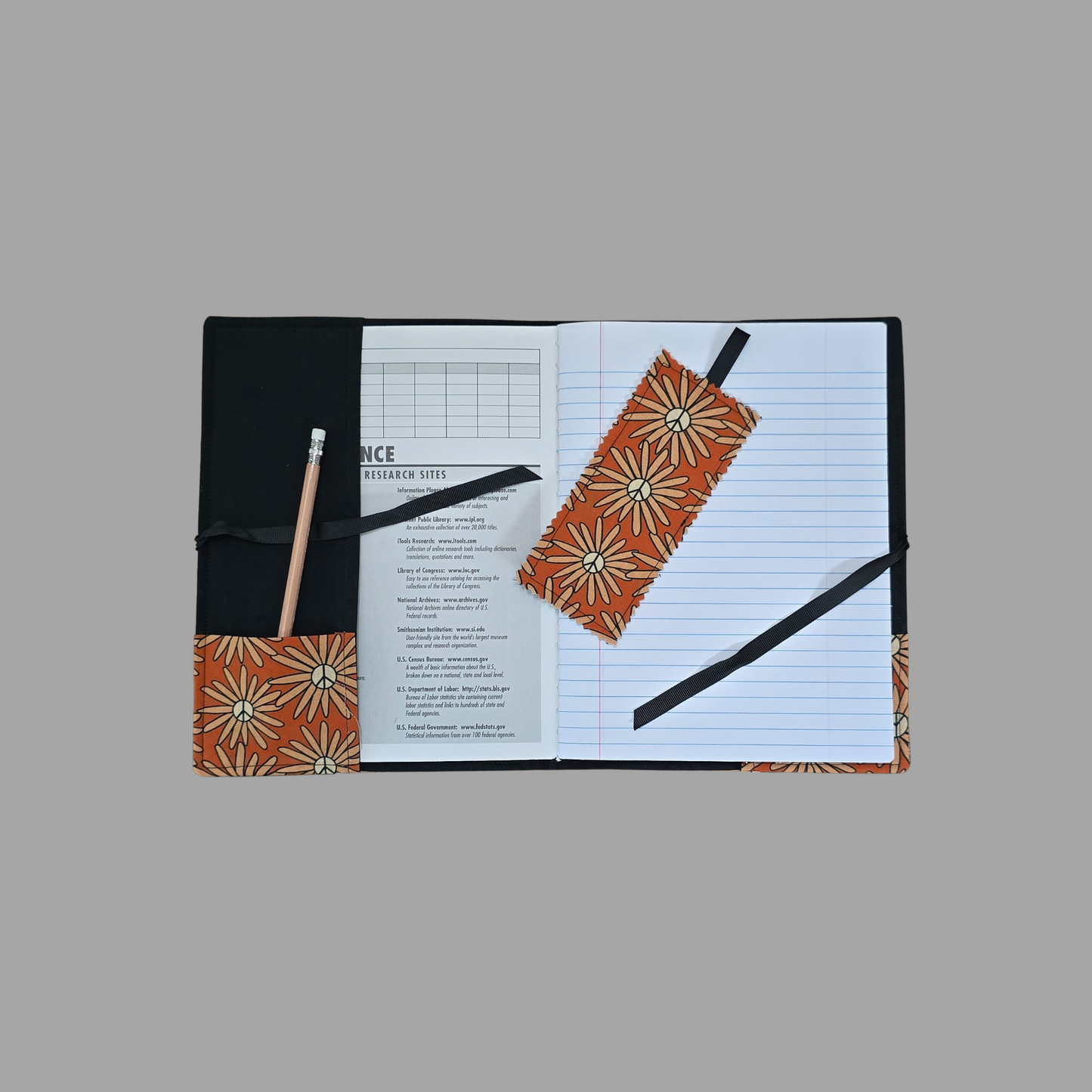 Retro Peace Sign Composition Book Cover Far-Out Floral School Office Journal Diary