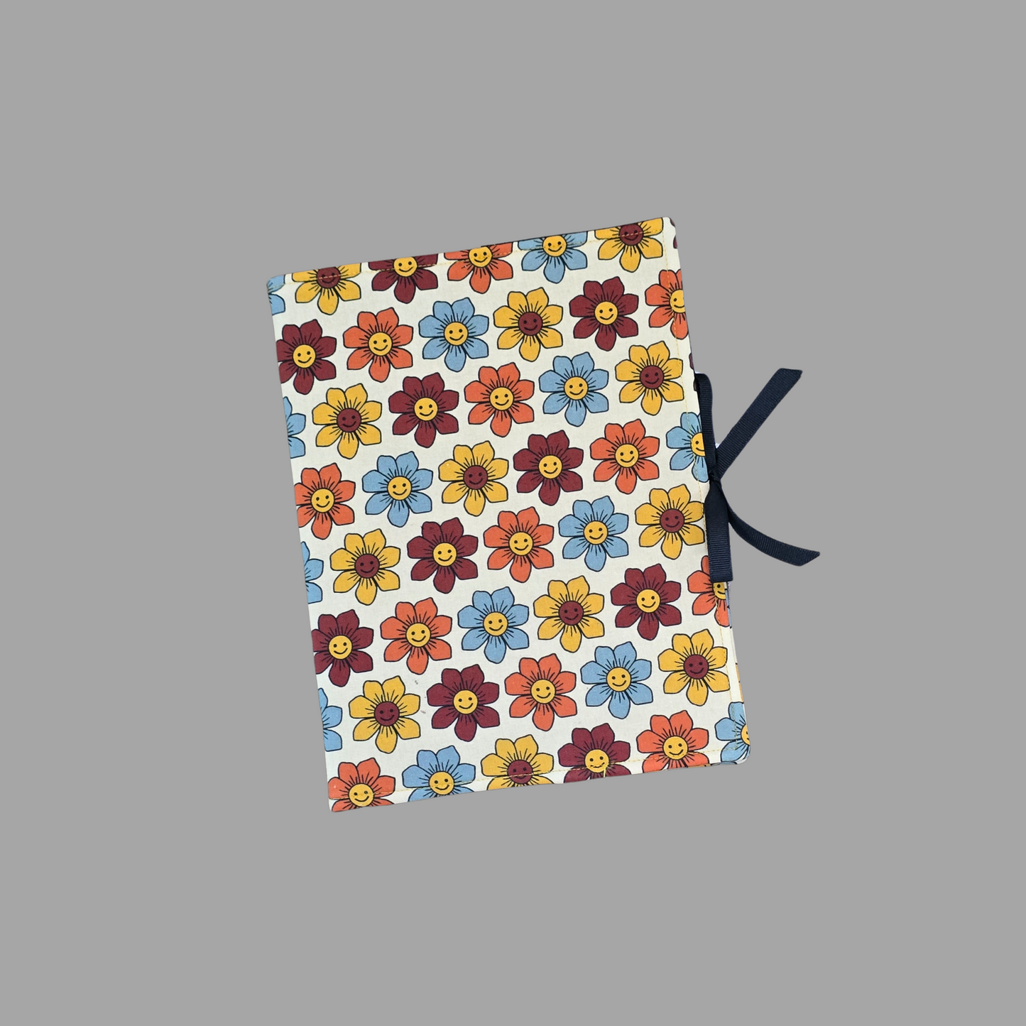Groovy Composition Book Cover Smiley Flowers School Office Journal Diary
