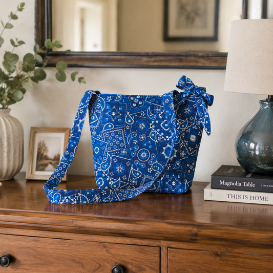 Bandana Crossbody Bag - Royal Blue / Magnetic Closure