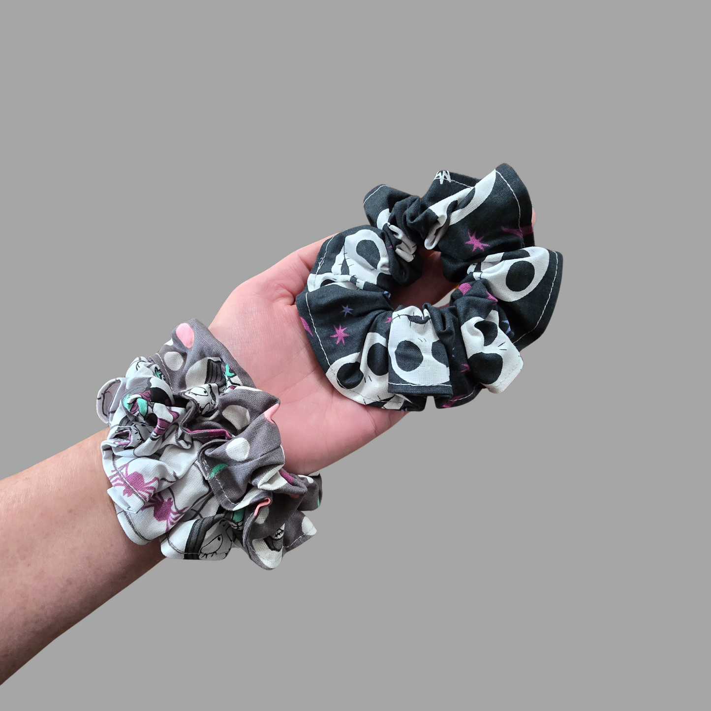 Nightmare Before Christmas Hair Ties, Jack & Sally Scrunchie Set of 5 Hair Accessories