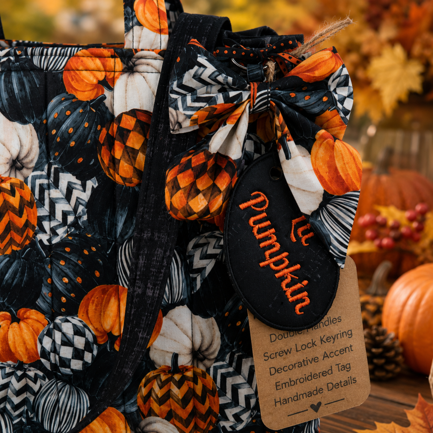 Pumpkin Mini Tote Bag - One of a Kind Handmade Purse Bag