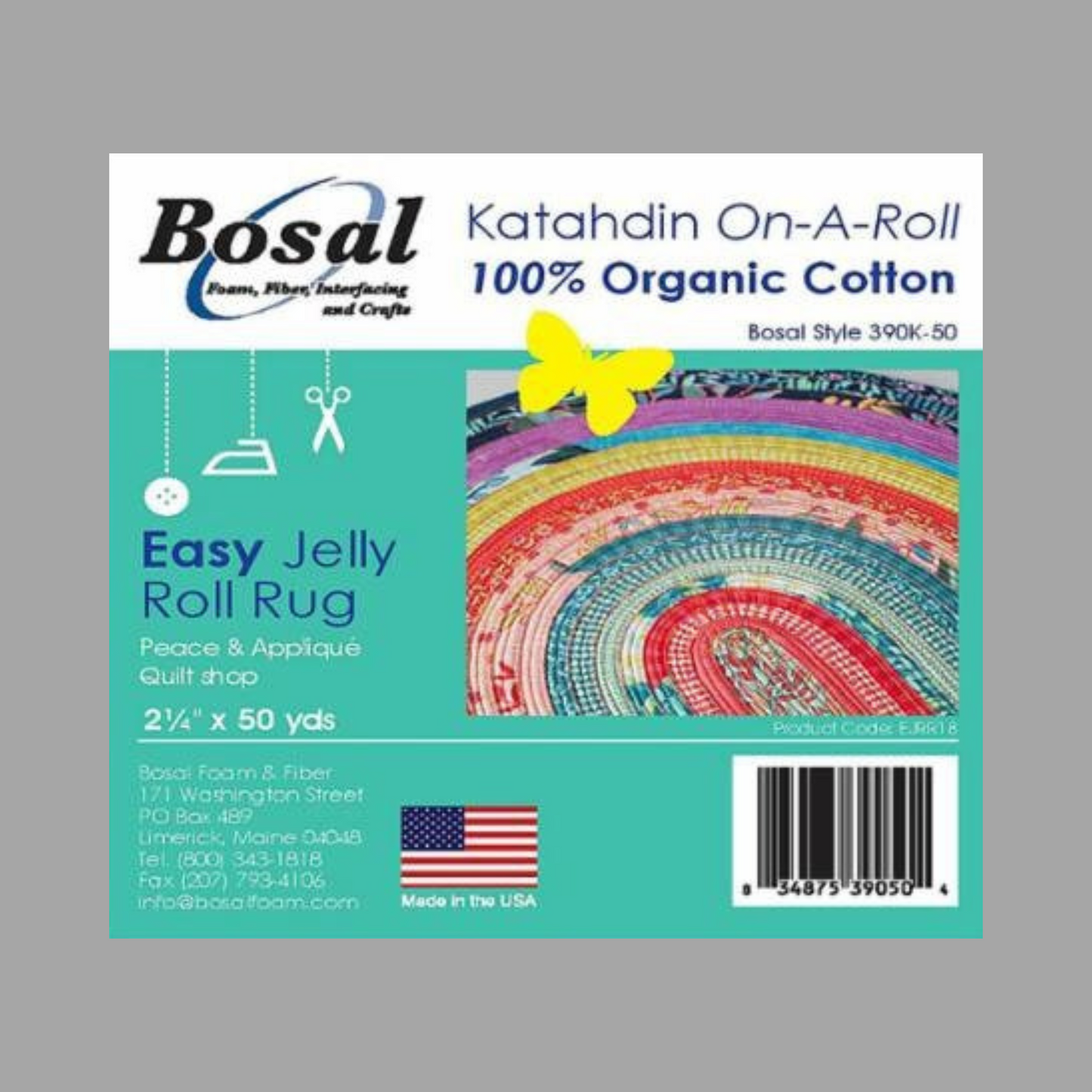 Katahdin On-A-Roll 100% Organic Cotton Blend Batting 2 1/4" x 50 Yards by Bosal