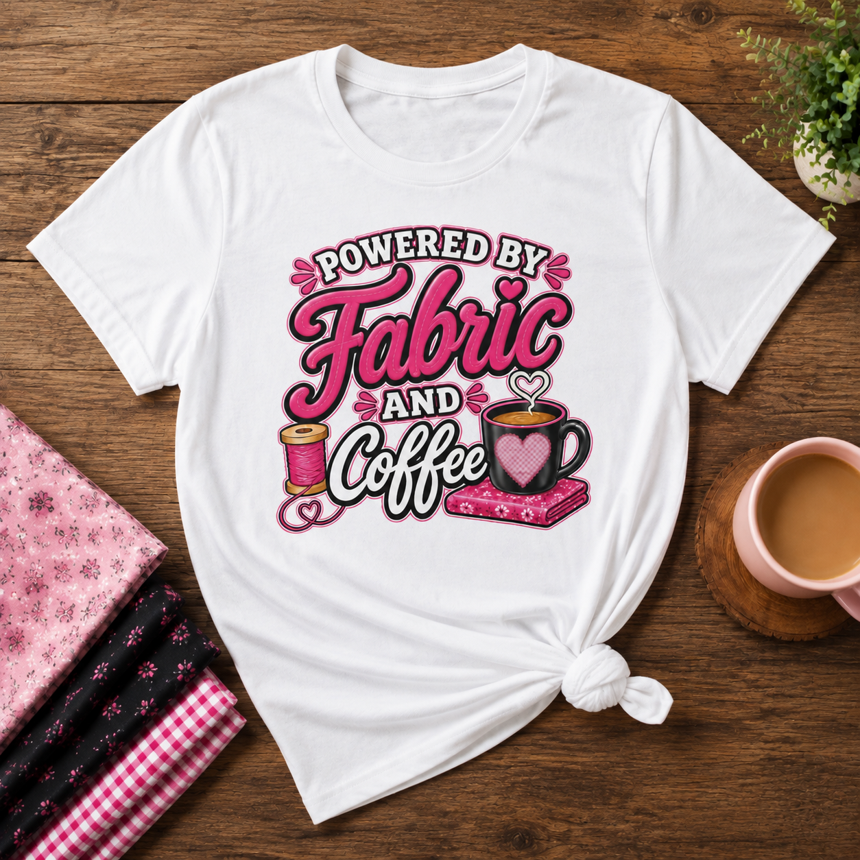 Powered by Fabric & Coffee Women's Swag Graphic T-Shirt