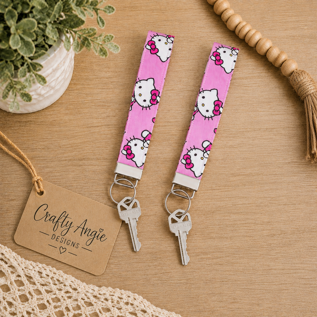 Hello Kitty Cute Keychain Fob Wristlet in Light Pink
