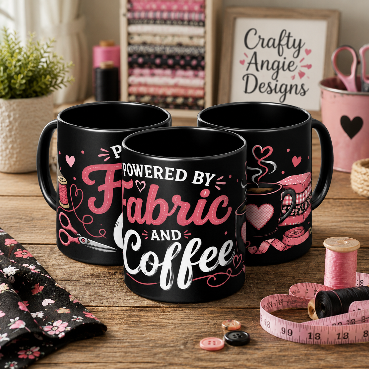 Powered by Fabric & Coffee 11oz Swag Coffee Mug - Black