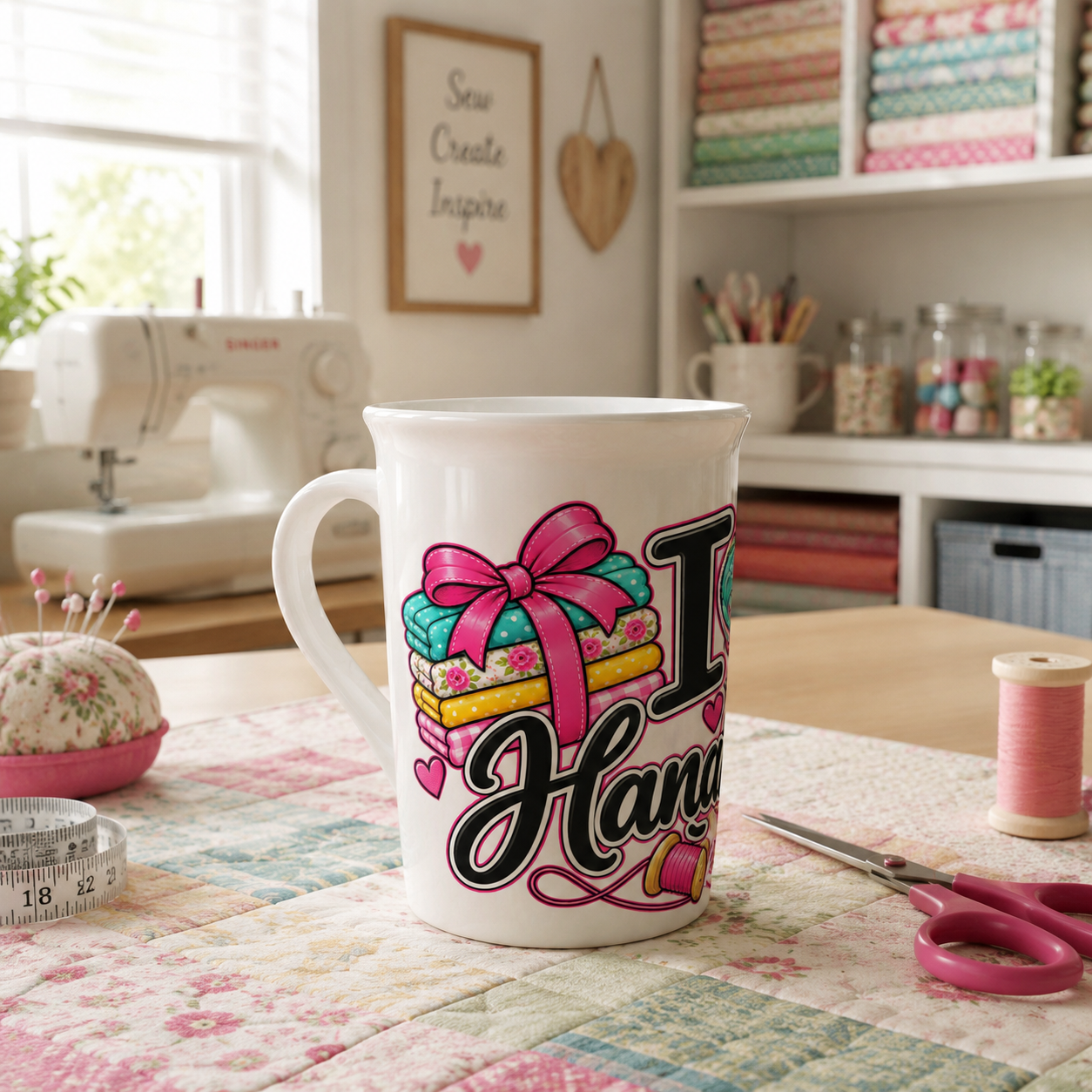 Exclusive "I Heart Handmade" 16oz Ceramic Grande Mug with Lid