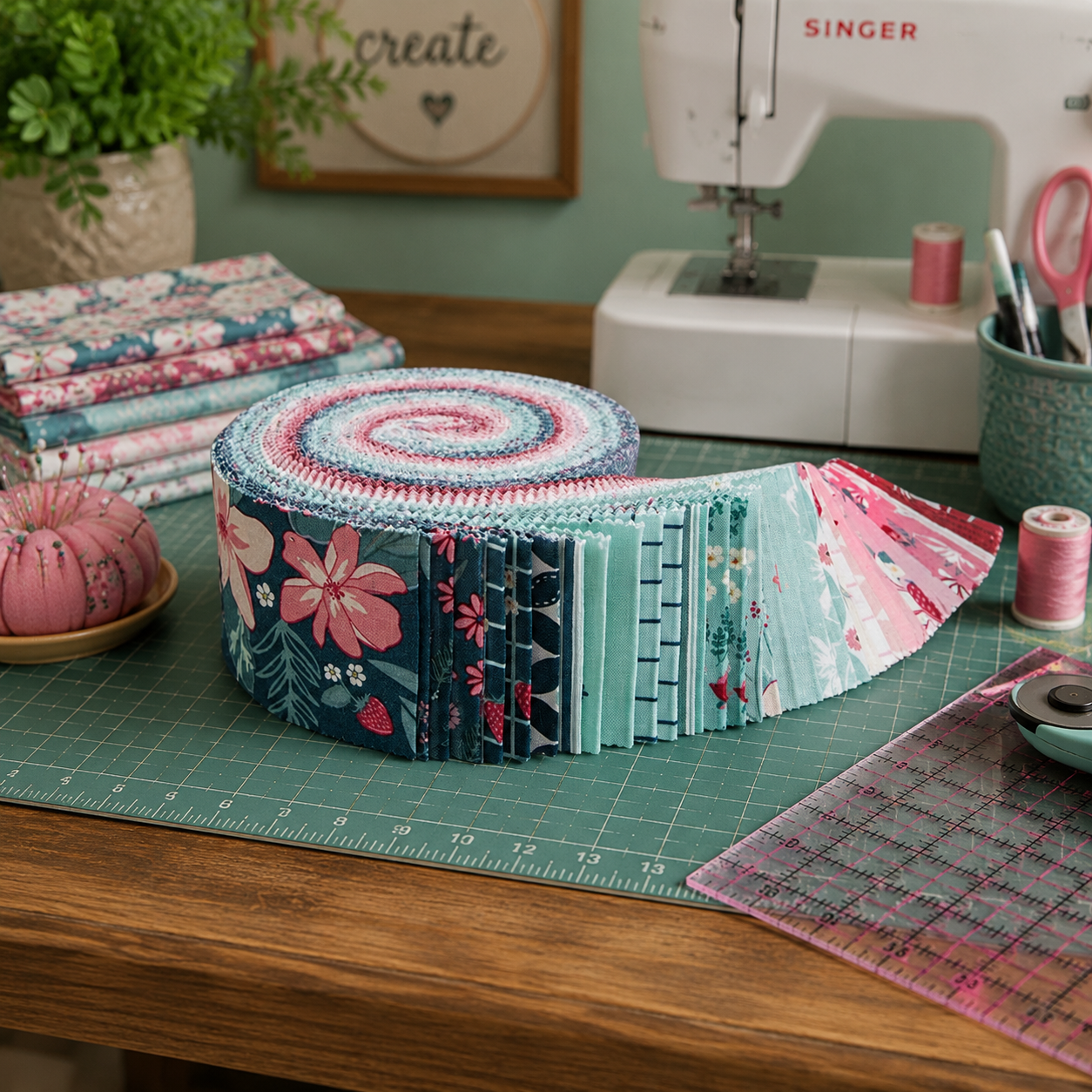 Berry Market Fabric Jelly Roll for Riley Blake Designs by Beverly McCullough
