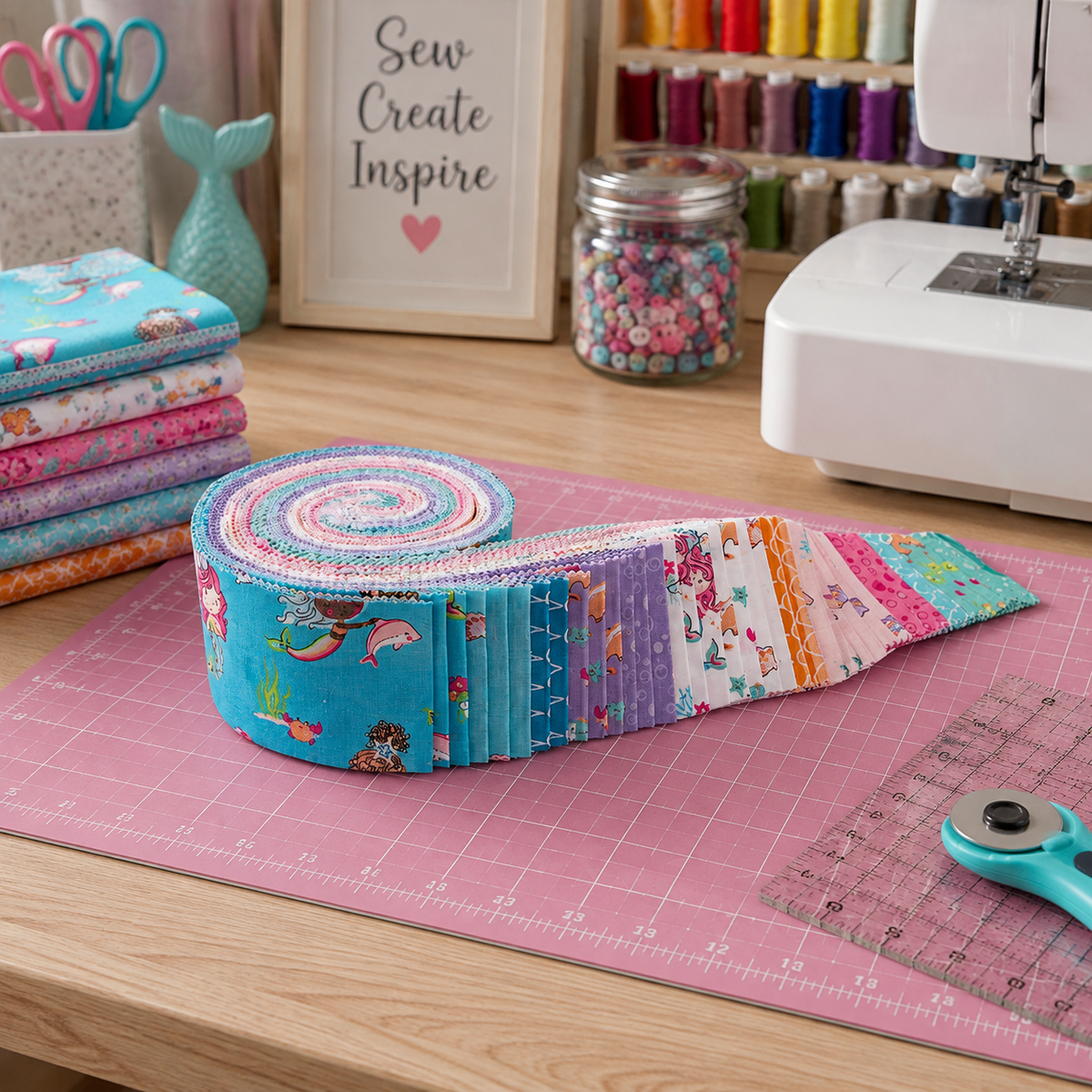 Mer-Mazing Mermaid Fabric Jelly Roll by Riley Blake Designs